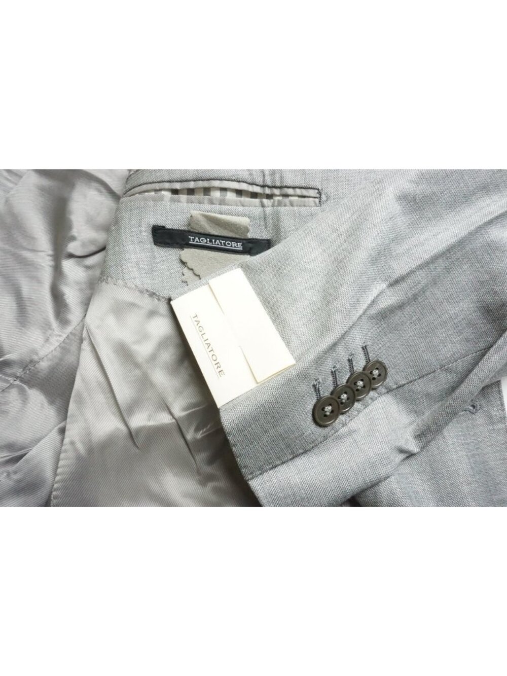 Tagliatore Light Gray Wool Blend 2 Pc Suit Jacket Pants Sz 44R US 54EU NEW